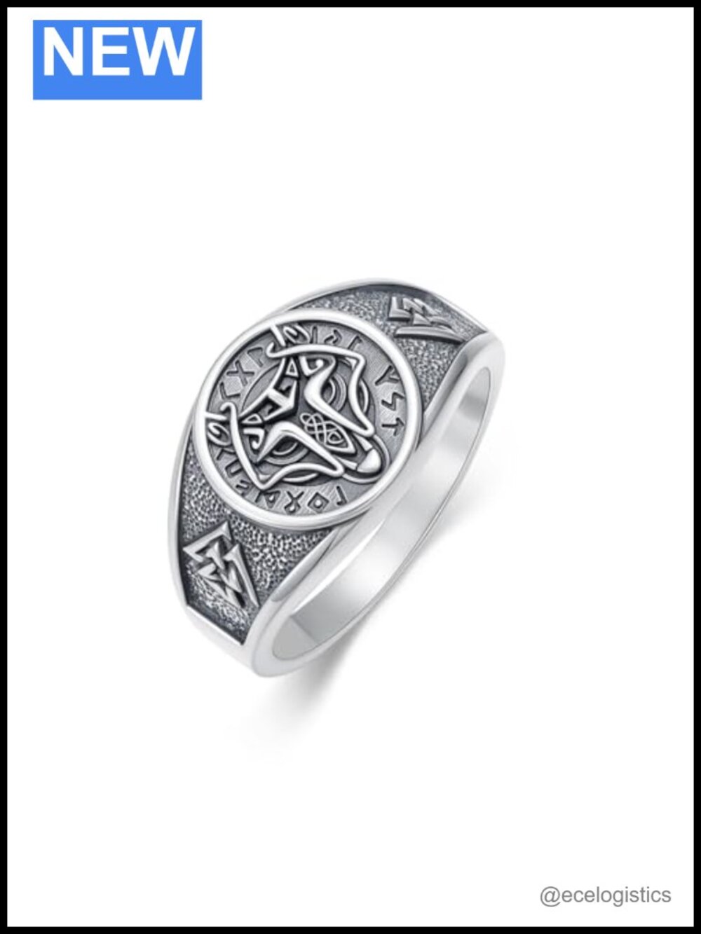 Viking Wolf Sterling Silver Men's Ring